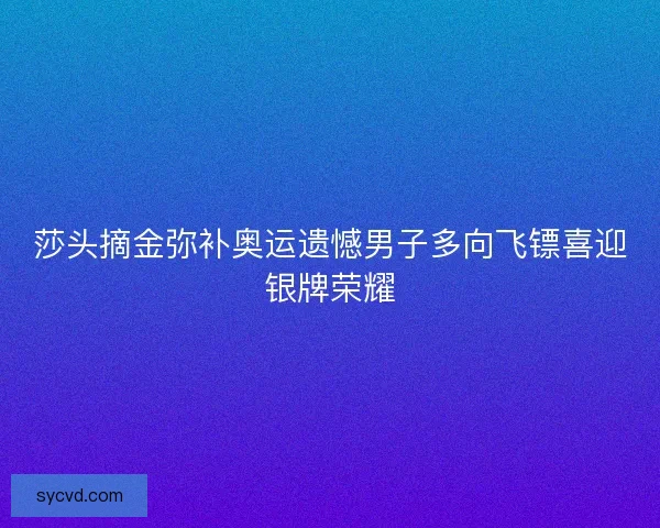 莎头摘金弥补奥运遗憾男子多向飞镖喜迎银牌荣耀